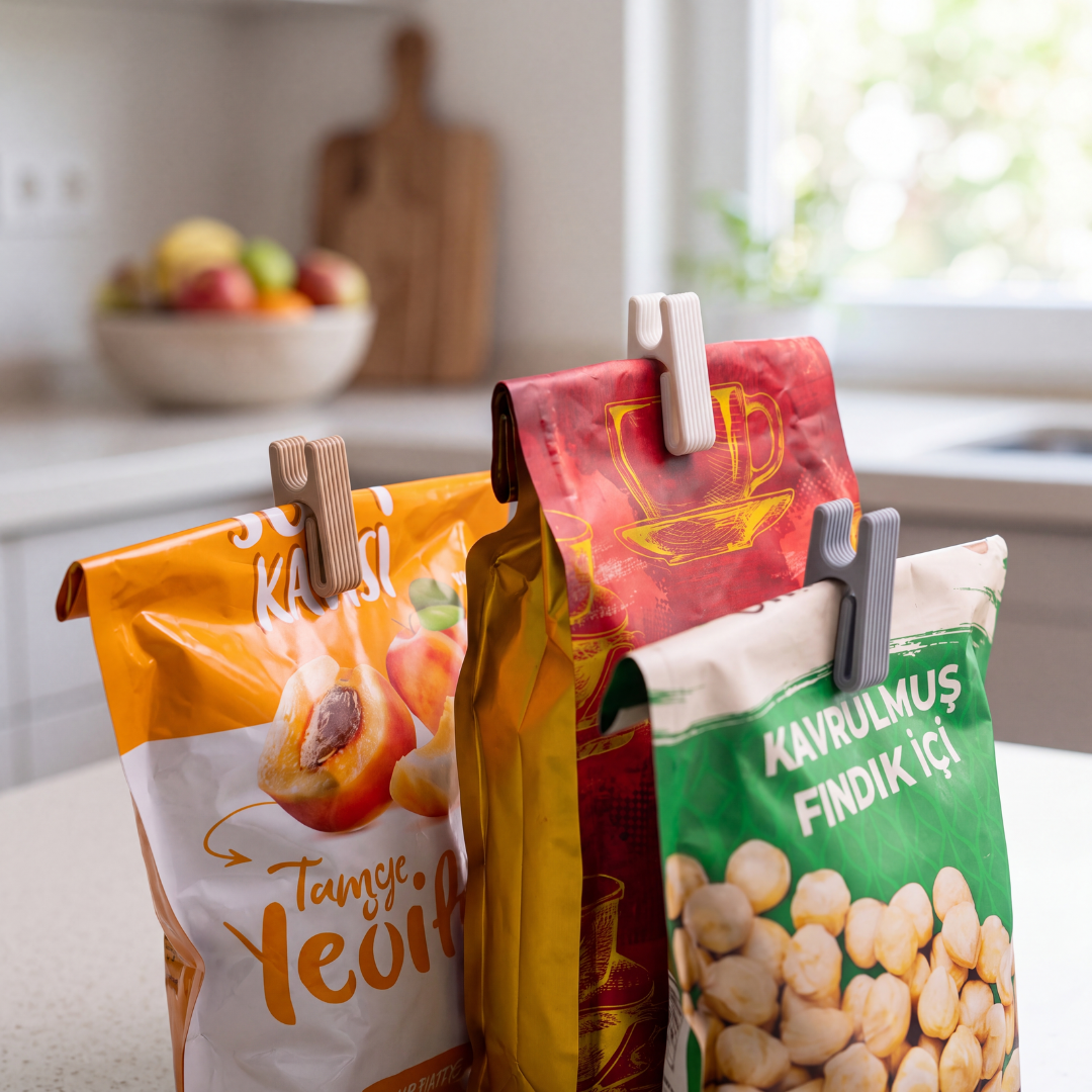 Mini Bag Clip — Slide-On Sealing Clip for Snack Bags, Coffee, Nuts & Pantry Pouches
