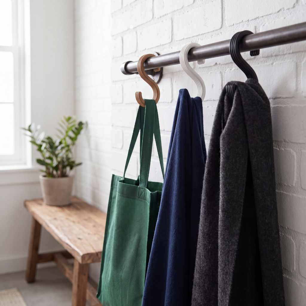 S Hook — Ribbed Hanging Hook for Coats, Bags, Towels & Kitchen Rails