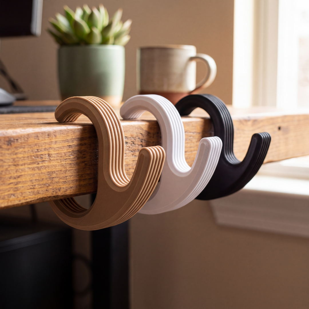 Table Hanger — Under-Desk Bag Hook for Backpacks, Purses, Helmets & Totes