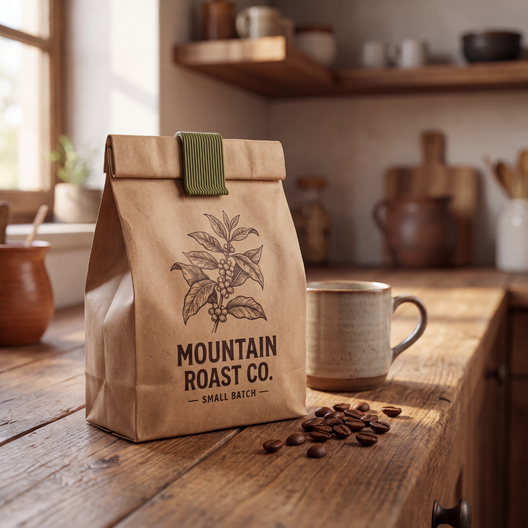 Slim Bag Clip — Narrow Slide-On Sealing Clip for Coffee, Spice Pouches & Tall Snack Bags