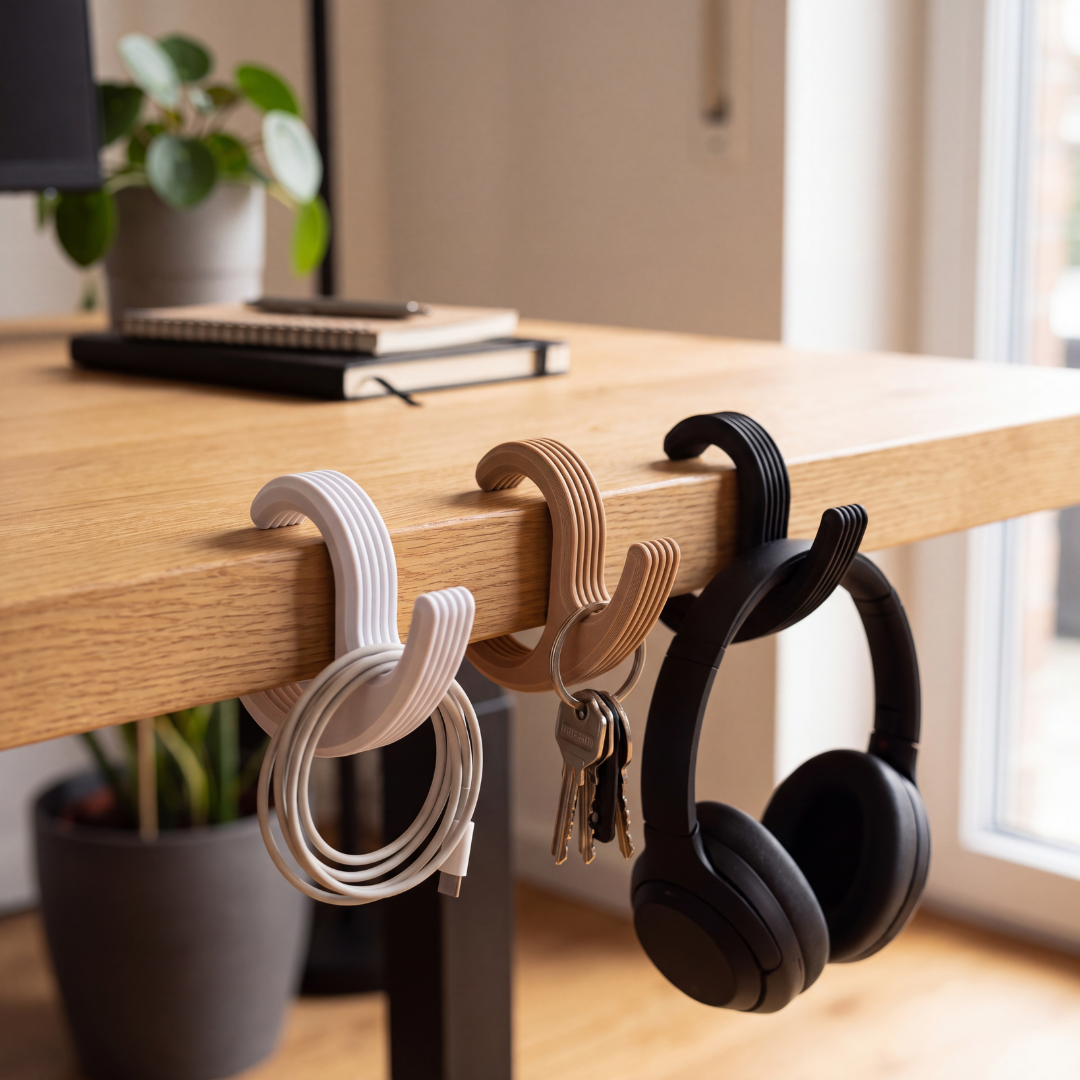 Table Hanger — Under-Desk Bag Hook for Backpacks, Purses, Helmets & Totes