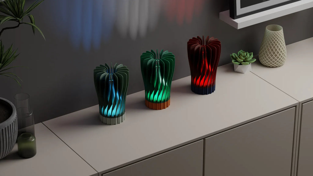 Bloom Lamp — Radial Fin Accent Light, Cordless 16-Color RGB with Remote