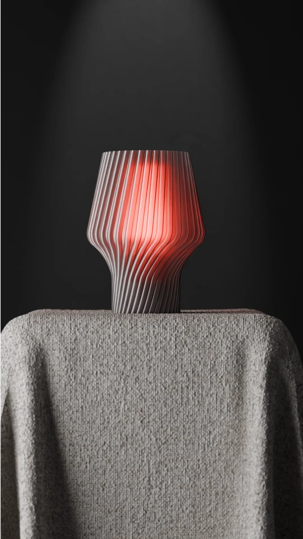 Sculptural Ribbed Table Lamp – 3D Printed LED Accent Light with Colored Diffuser