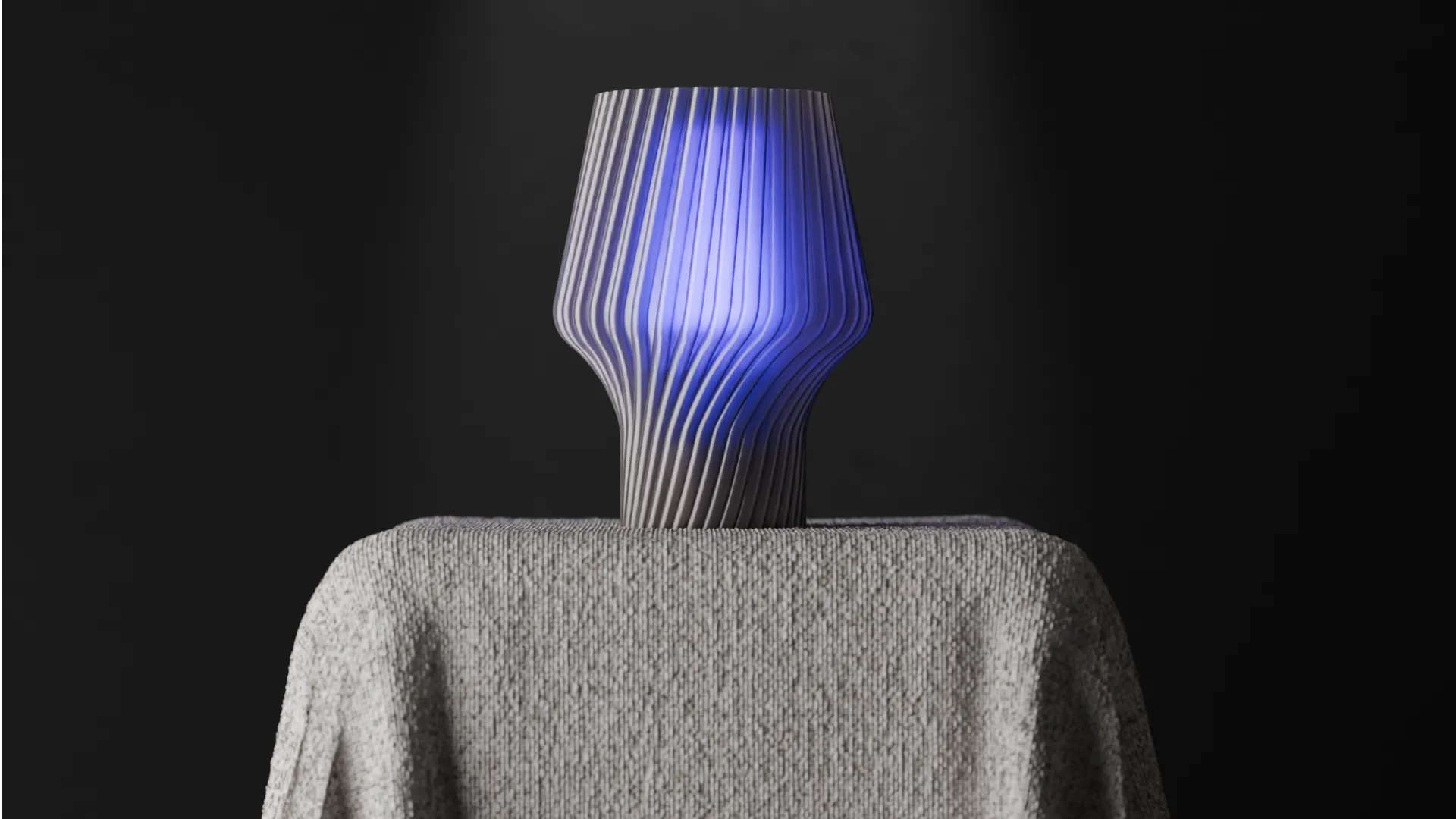 Sculptural Ribbed Table Lamp – 3D Printed LED Accent Light with Colored Diffuser