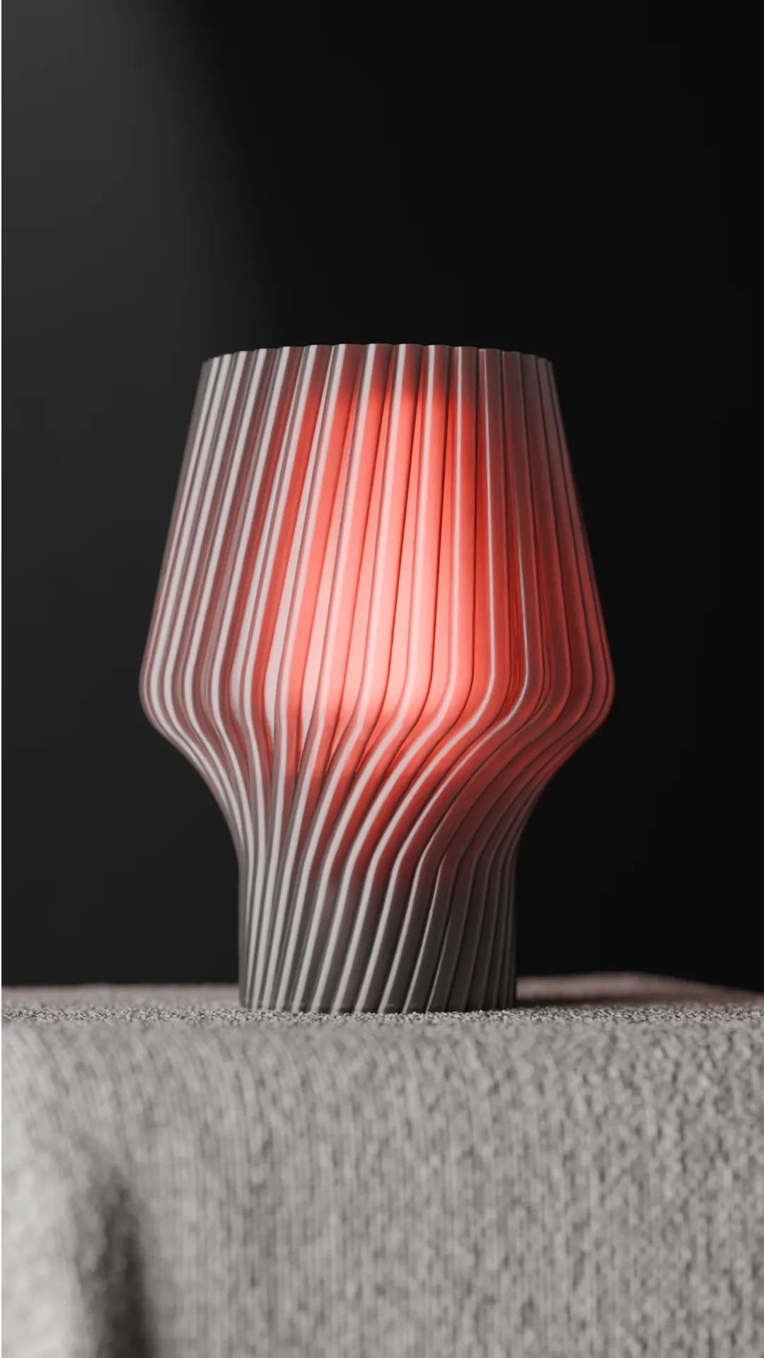 Sculptural Ribbed Table Lamp – 3D Printed LED Accent Light with Colored Diffuser