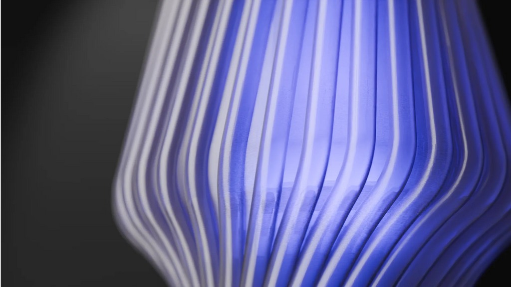 Sculptural Ribbed Table Lamp – 3D Printed LED Accent Light with Colored Diffuser