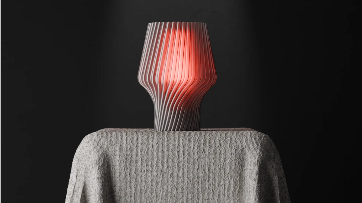 Sculptural Ribbed Table Lamp – 3D Printed LED Accent Light with Colored Diffuser