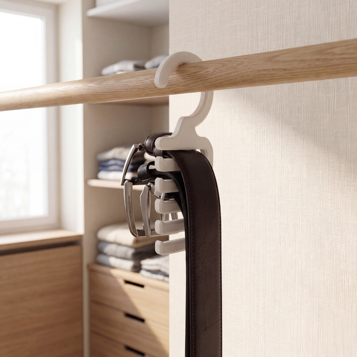 Belt Hanger — Ribbed Closet Rack for Belts, Ties & Scarves