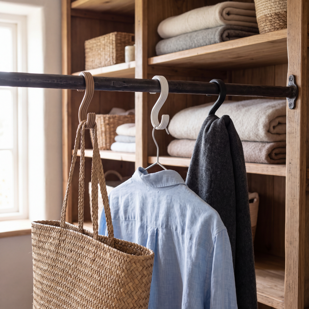 S Hook — Ribbed Hanging Hook for Coats, Bags, Towels & Kitchen Rails