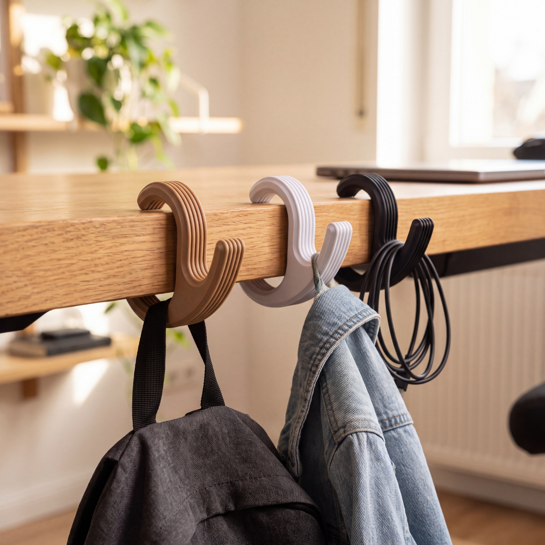 Table Hanger — Under-Desk Bag Hook for Backpacks, Purses, Helmets & Totes