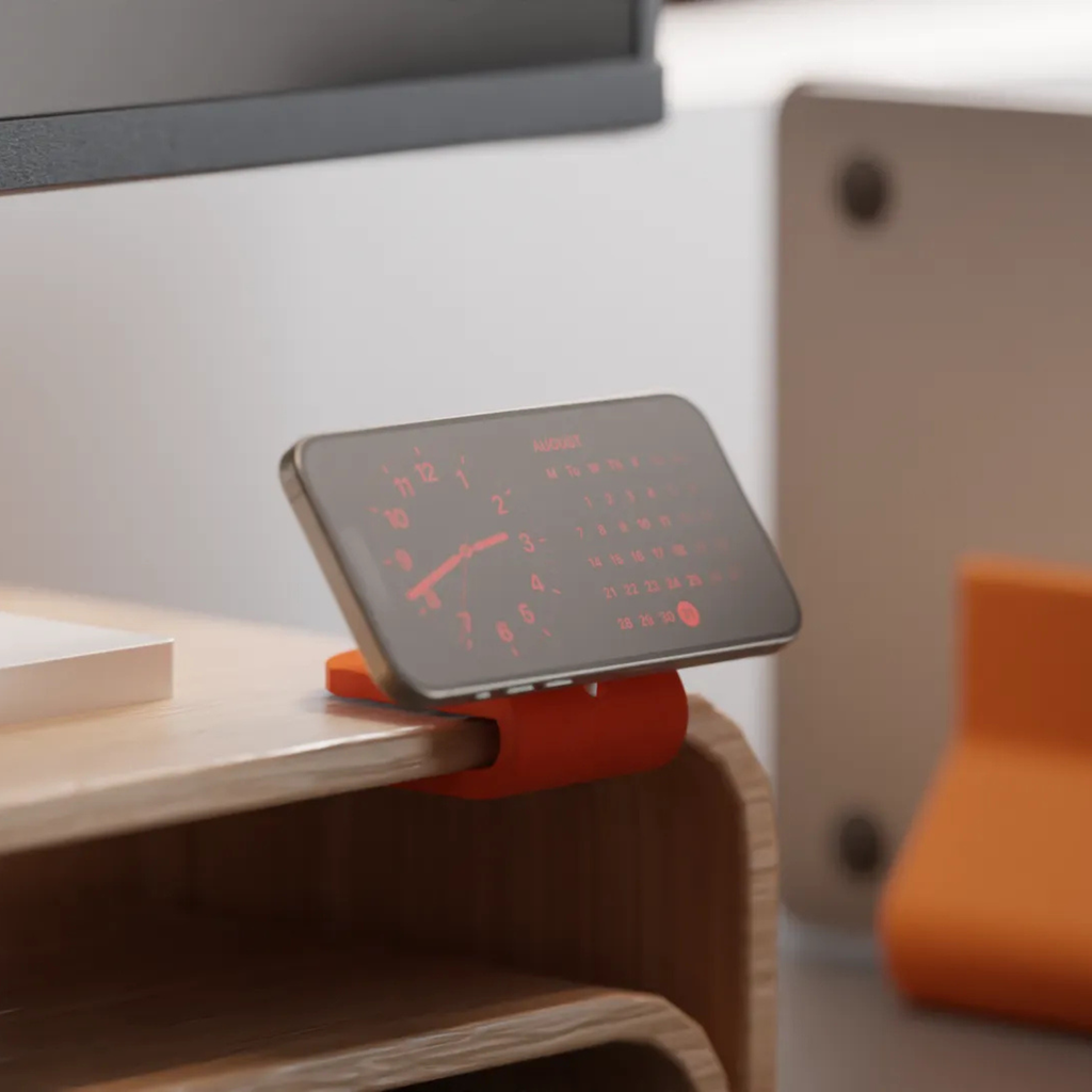 Monitor Riser Charging Dock — Clip-On MagSafe & AirPods Charger Shelf for Desk Setups