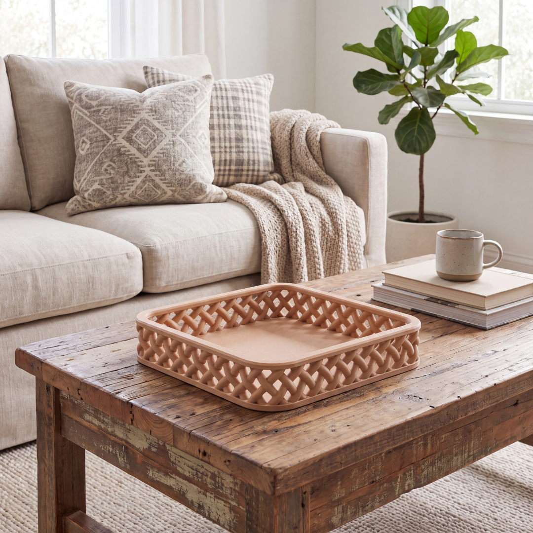 Woven Entryway Basket — Rattan-Style Deep Catchall for Keys, Remotes, Wallet & Coins