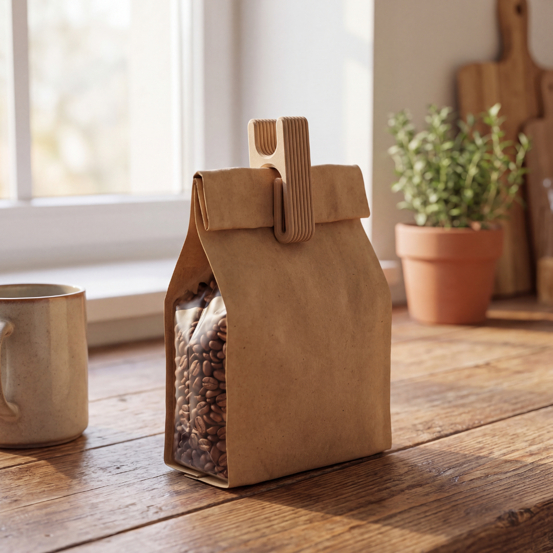 Mini Bag Clip — Slide-On Sealing Clip for Snack Bags, Coffee, Nuts & Pantry Pouches