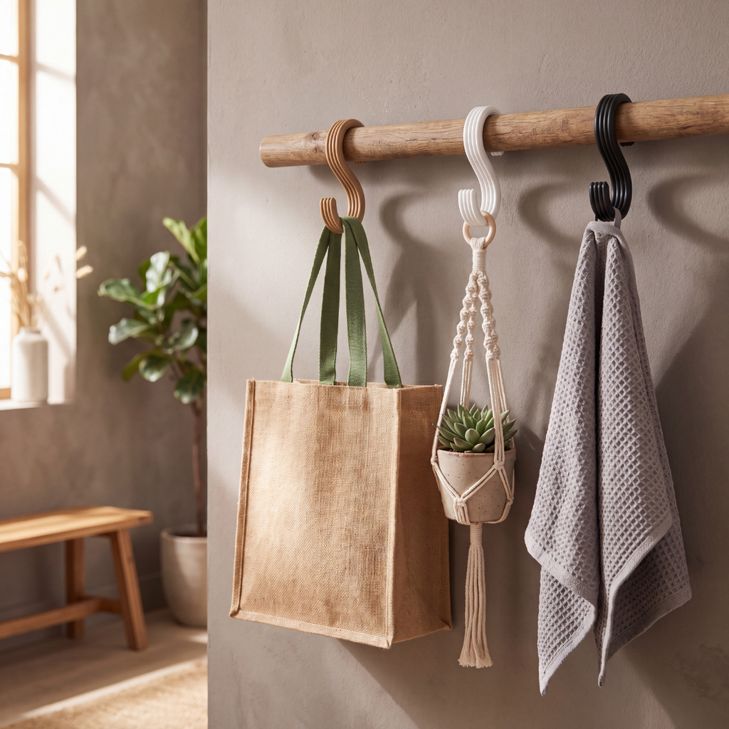 S Hook — Ribbed Hanging Hook for Coats, Bags, Towels & Kitchen Rails