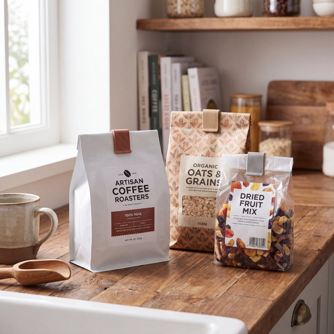 Slim Bag Clip — Narrow Slide-On Sealing Clip for Coffee, Spice Pouches & Tall Snack Bags