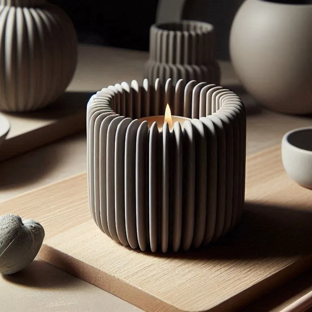Ribbed Tealight Holder — Modern Candle Holder for LED Tea Lights