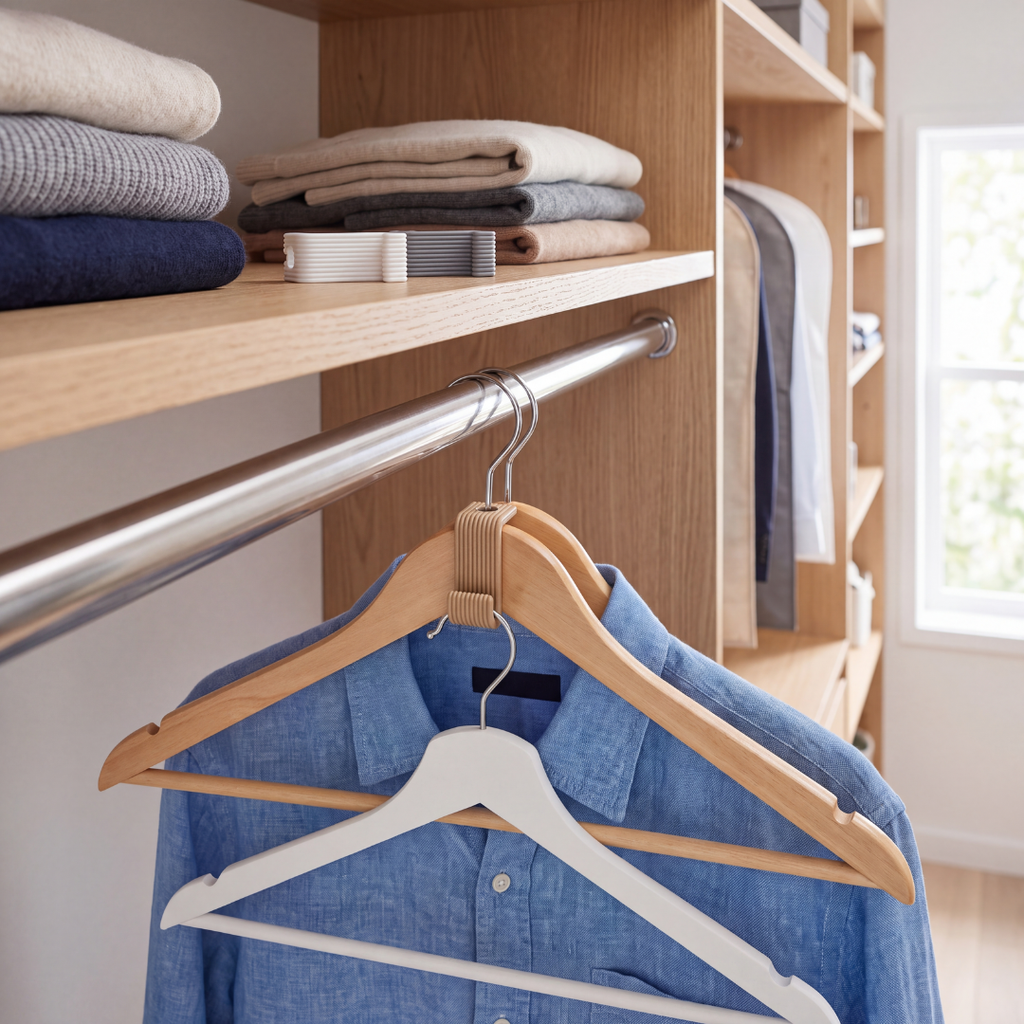 Clothes Hanger Connector — Cascading Closet Hooks for Space-Saving Hanger Stacking