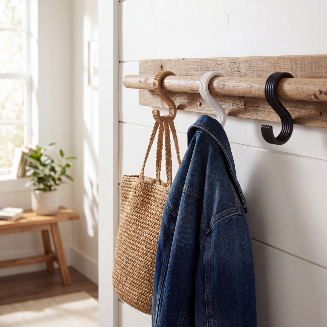 S Hook — Ribbed Hanging Hook for Coats, Bags, Towels & Kitchen Rails
