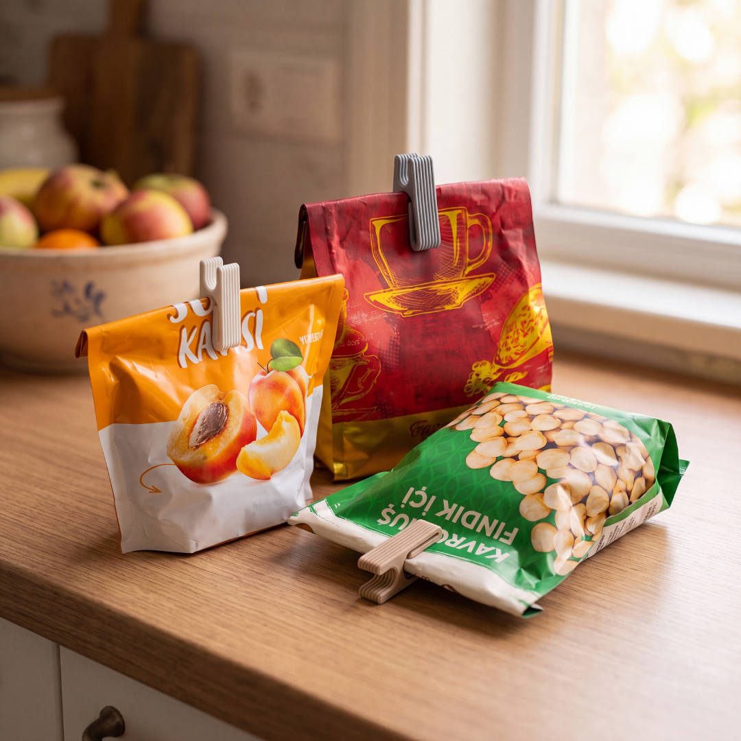 Mini Bag Clip — Slide-On Sealing Clip for Snack Bags, Coffee, Nuts & Pantry Pouches
