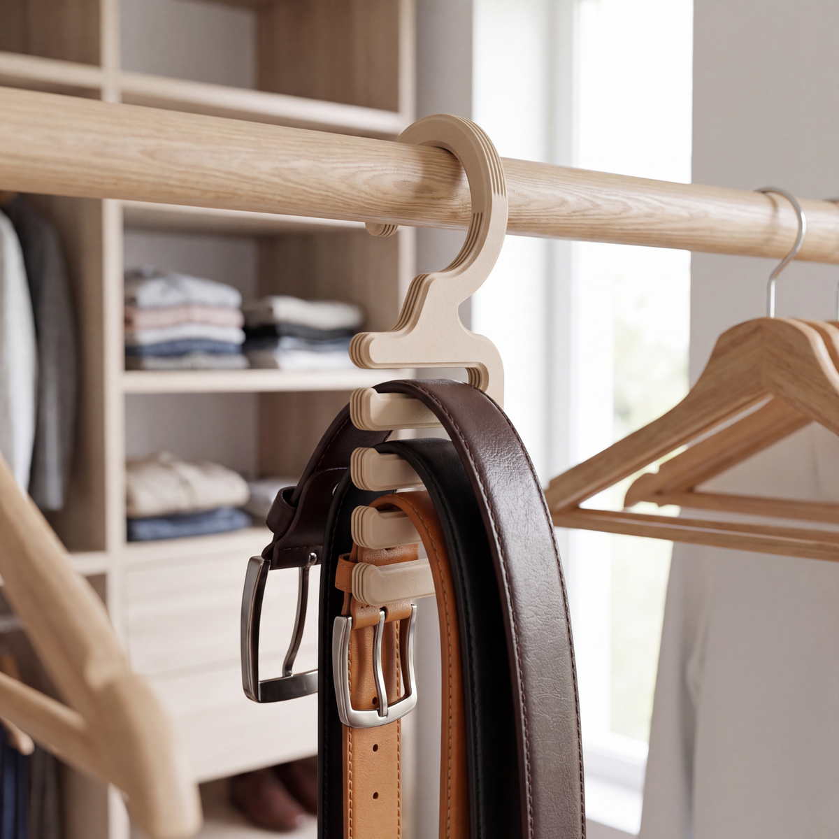 Belt Hanger — Ribbed Closet Rack for Belts, Ties & Scarves