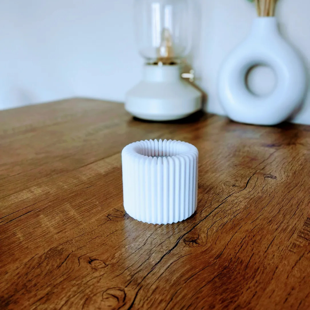 Ribbed Tealight Holder — Modern Candle Holder for LED Tea Lights