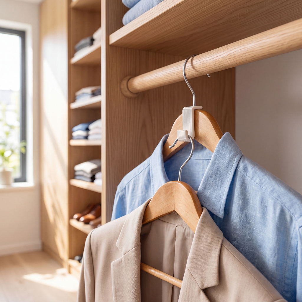 Clothes Hanger Connector — Cascading Closet Hooks for Space-Saving Hanger Stacking