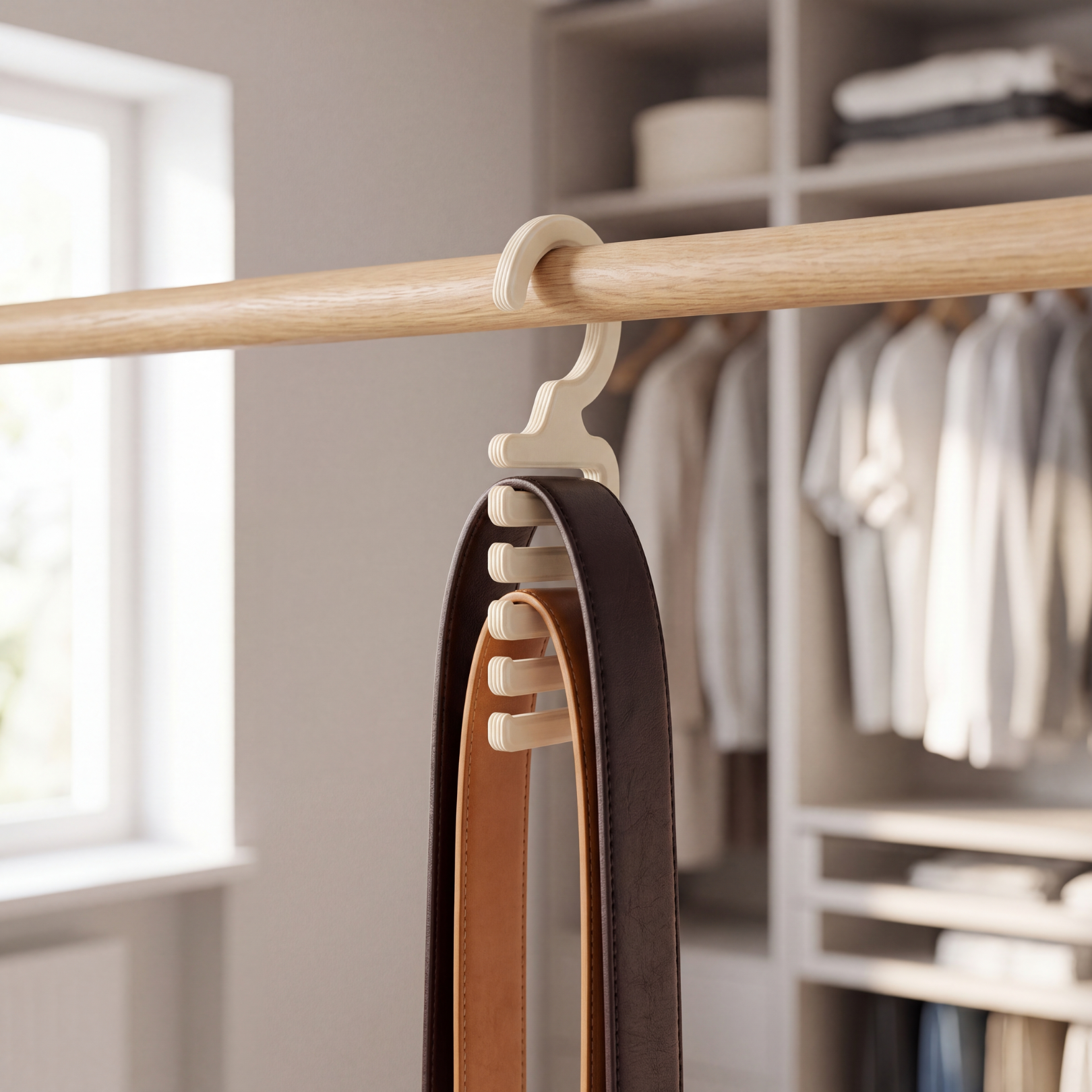 Belt Hanger — Ribbed Closet Rack for Belts, Ties & Scarves
