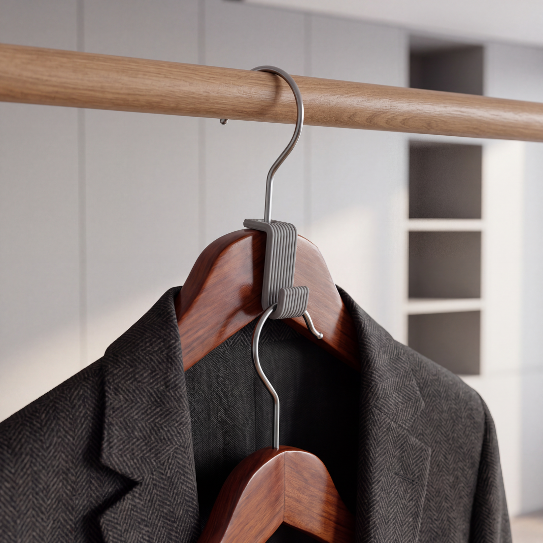 Clothes Hanger Connector — Cascading Closet Hooks for Space-Saving Hanger Stacking