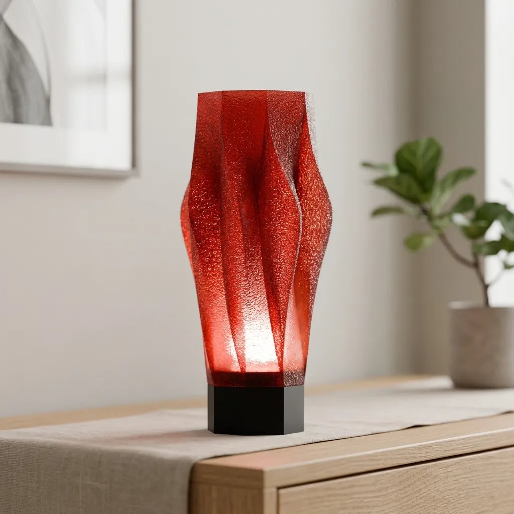 Finned Spiral Lamp — Sculptural LED Accent Light for Desk, Nightstand & Shelf